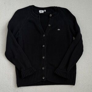 Lacoste 100% Cotton Button Down Cardigan Black Size 12
